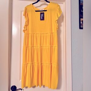 NWT ZENANA Tiered Yellow Dress Size 2X